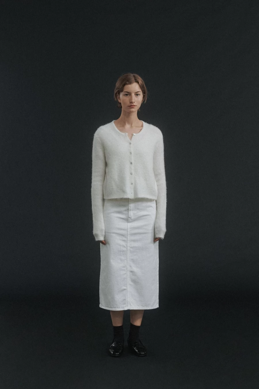 Nothing Written H-Line Long Skirt - Elegant White High-Waisted Maxi Skirt for Women