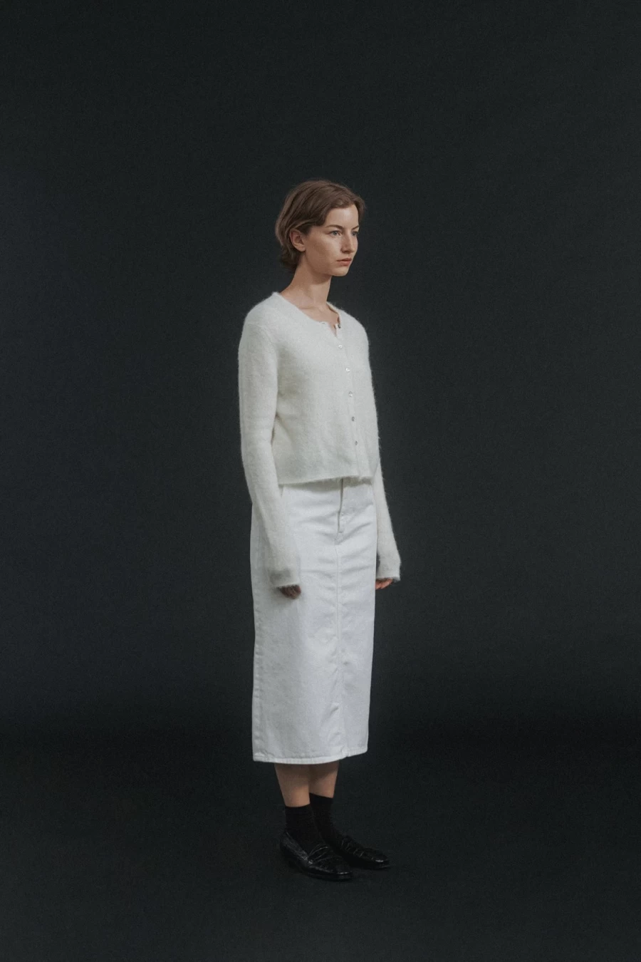 Nothing Written H-Line Long Skirt - Elegant White High-Waisted Maxi Skirt for Women