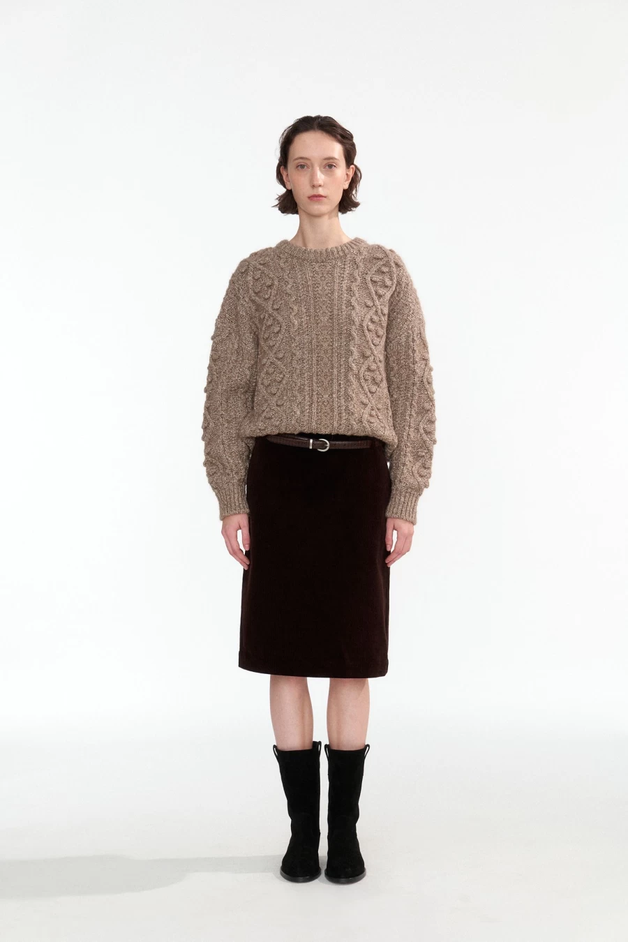 "Nothing Written Ignes Cable Knit Sweater in Almond - 2nd Hand Vintage Style"