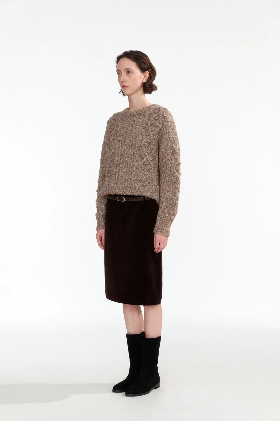 "Nothing Written Ignes Cable Knit Sweater in Almond - 2nd Hand Vintage Style"