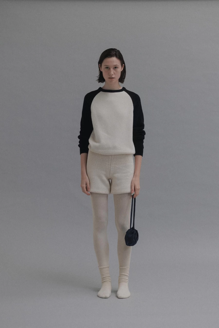5th Anniversary Poi Raglan Wool Sweater - White/Navy Unisex Pullover, Soft Knit, Comfort Fit, Breathable Winter Wear