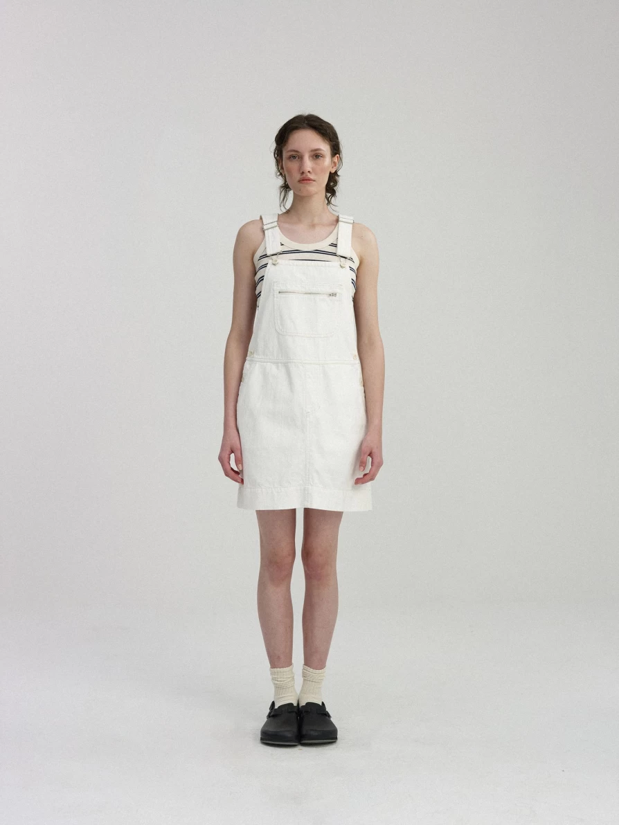 "White Cotton Toffee Overall Skirt - Nothing Written Brand"