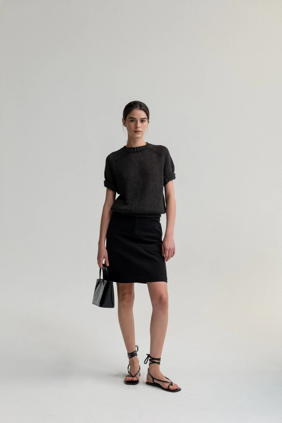 "Nothing Written 15Th / Ain Crocodile Leather Tote Bag - Black Luxury Handbag"