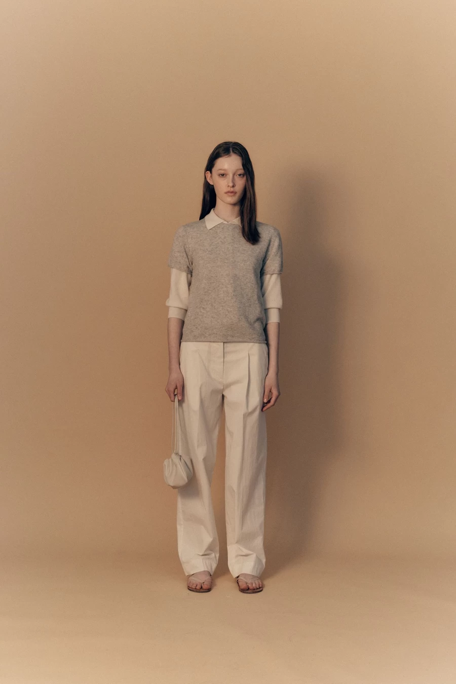 Nothing Written Sui Round Knit T-Shirt - Light Gray 2nd Hand Vintage Style