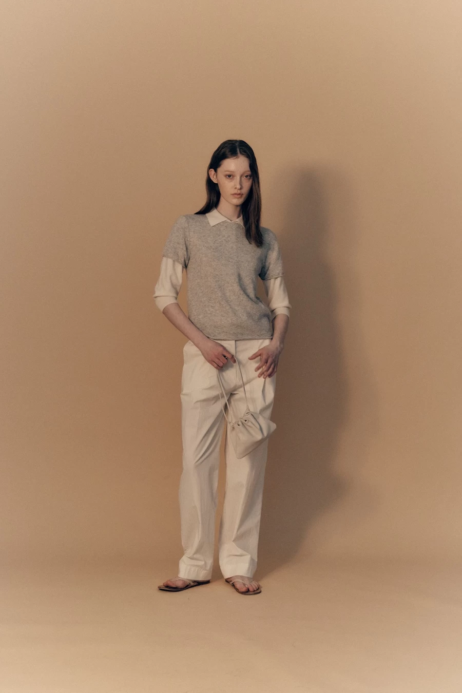 Nothing Written Sui Round Knit T-Shirt - Light Gray 2nd Hand Vintage Style