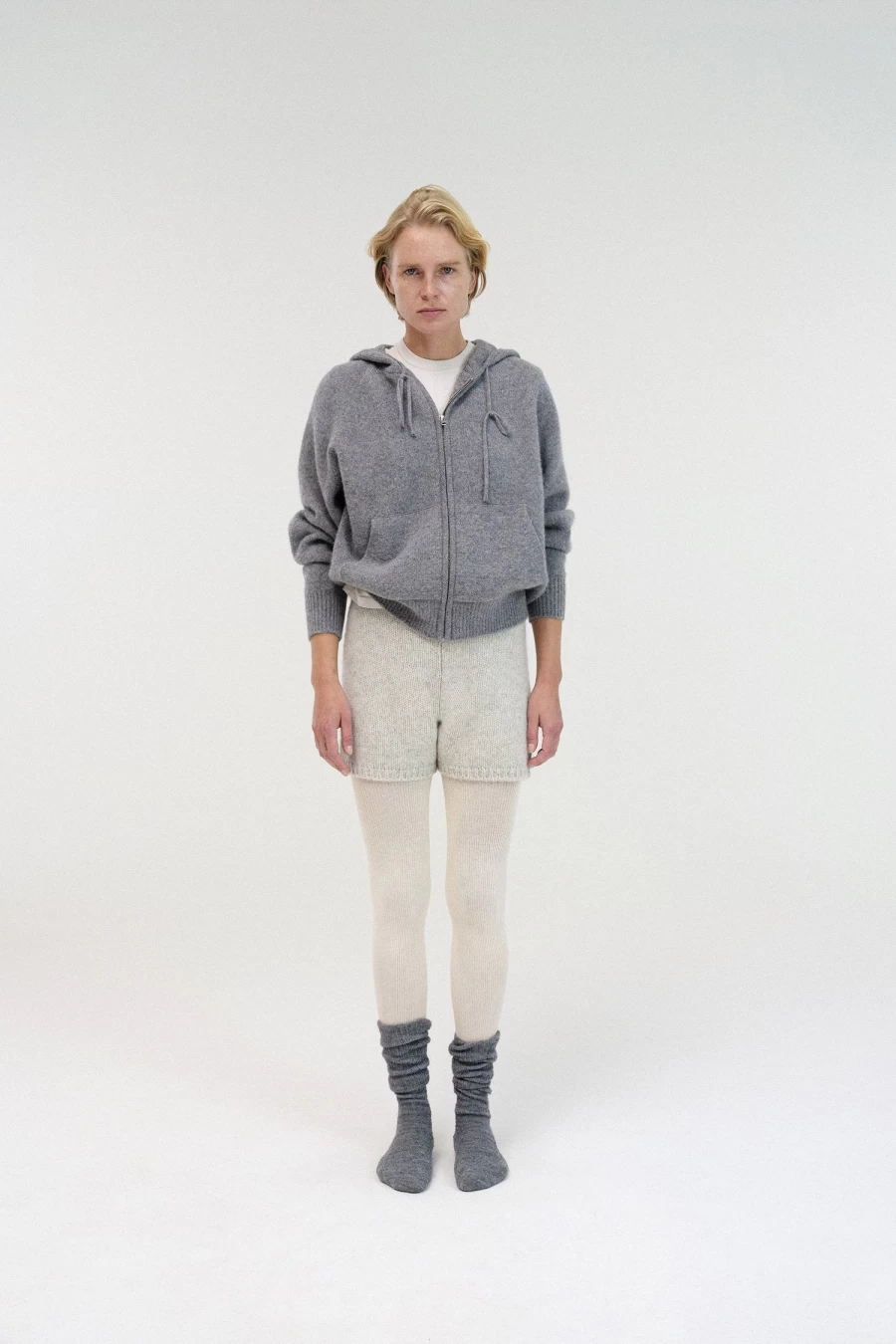 "Lilo Alpaca Zip-Up Hoodie for Men & Women - Soft Gray Fleece Pullover"