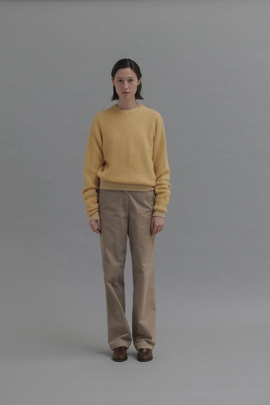 "Soft Alpaca Wool Pullover Sweater in Egg Yolk Yellow - Cozy Winter Knitwear"