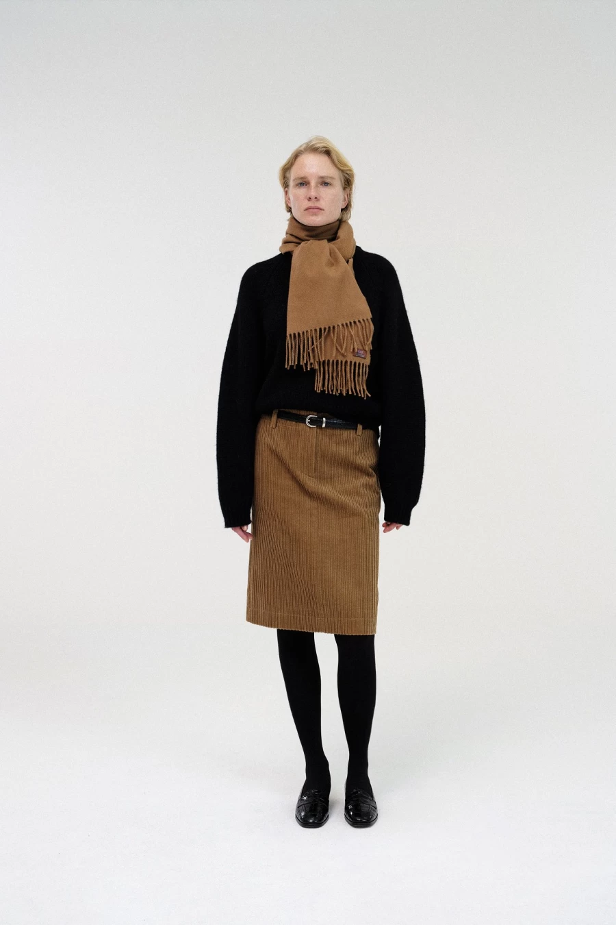 Vintage Corduroy High-Waisted A-Line Skirt in Camel - Nothing Written Brand