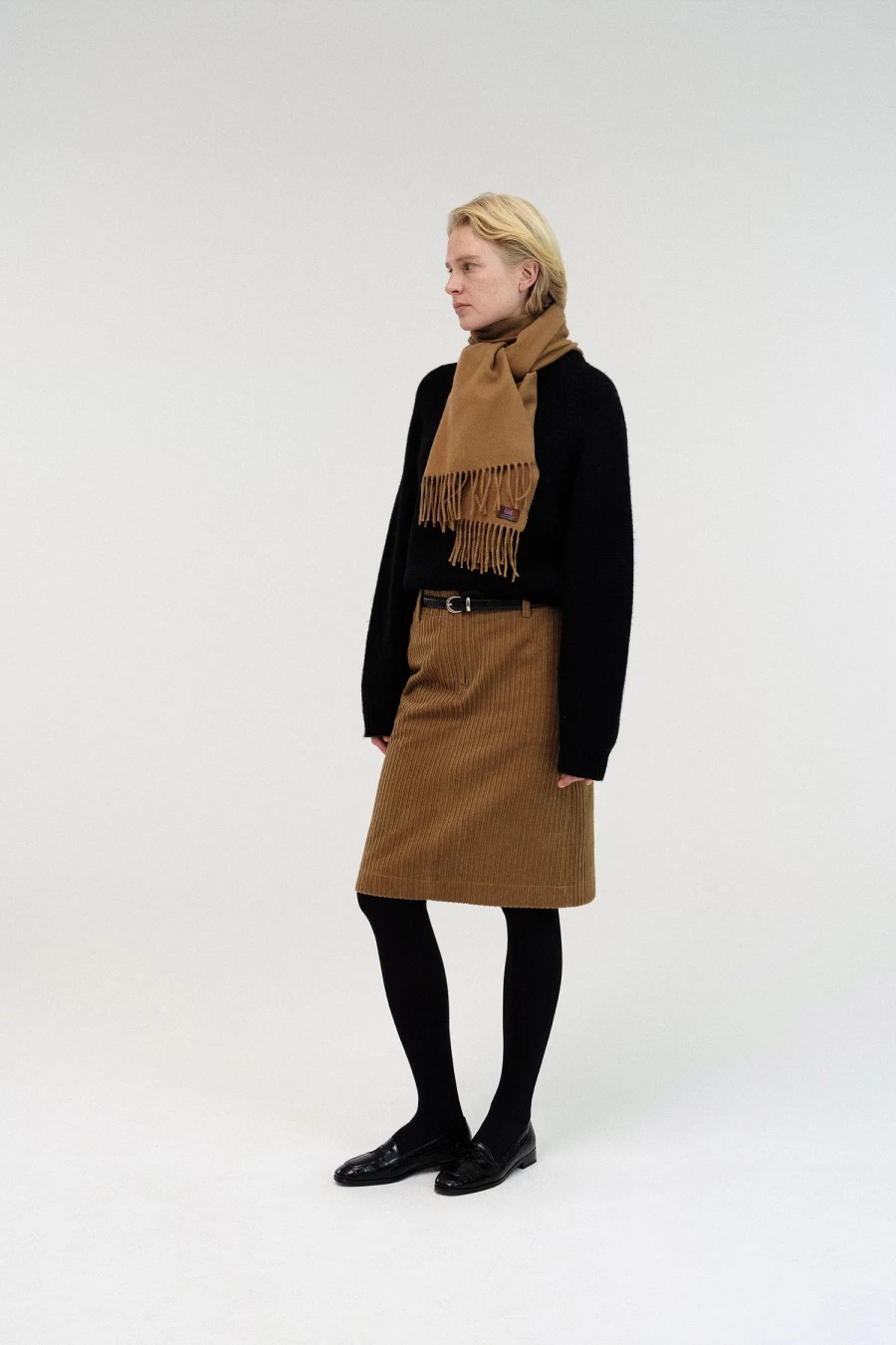 Vintage Corduroy High-Waisted A-Line Skirt in Camel - Nothing Written Brand