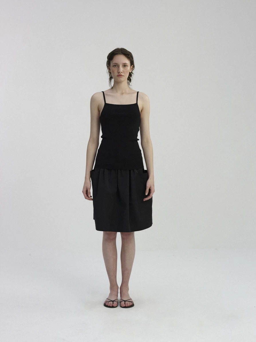 "Nothing Written Black Yekki Knit Sleeveless Top for Women"