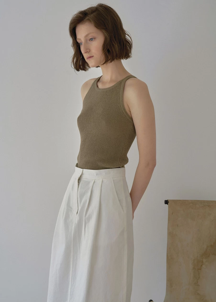 "Nothing Written Khaki Knit Sleeveless Top – 2nd Hand Vintage Style"