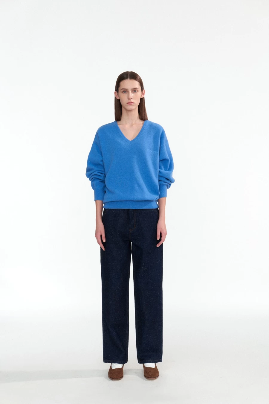 "Haig V-Neck Pullover Sweater - Japanese Blue - 4th Collection - Minimalist Style"