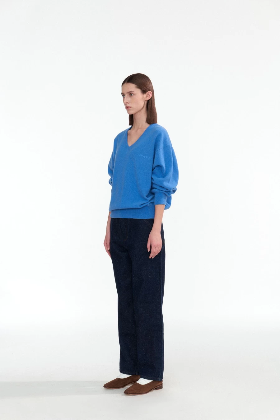 "Haig V-Neck Pullover Sweater - Japanese Blue - 4th Collection - Minimalist Style"