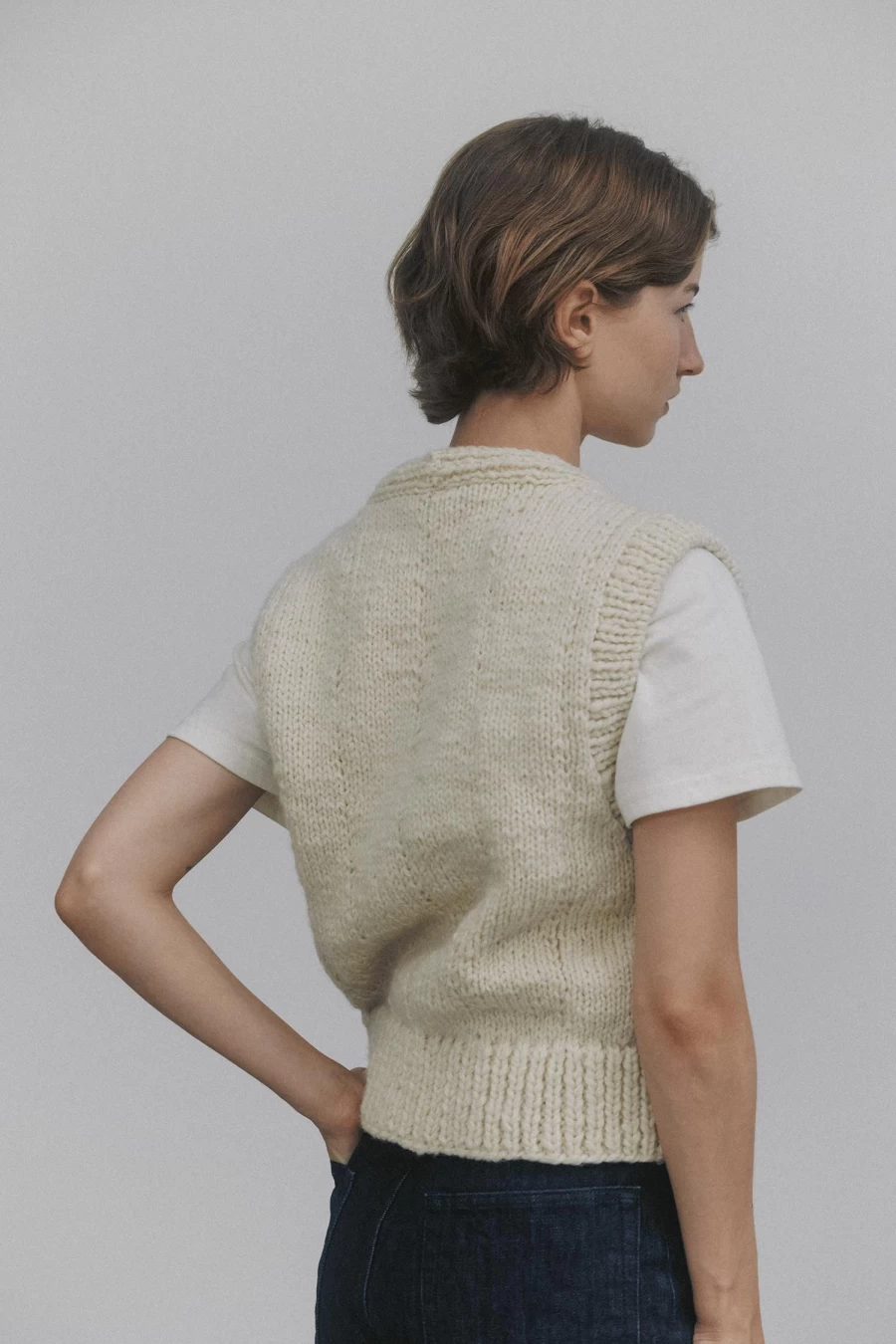 "Vintage Handmade Cream Vest | 4th Collection | Nothing Written Brand"