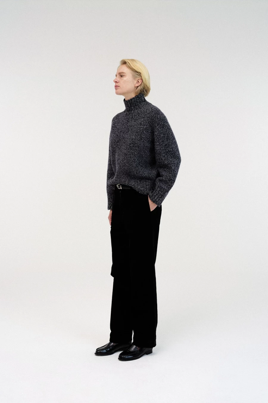 "Unisex Black And White Turtle Neck Sweater - Oversized Boyfriend Style"