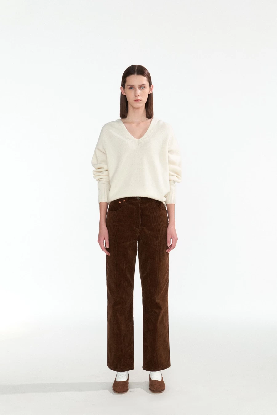 "Nothing Written Erin Wool V-Neck Sweater Ivory 7th Collection"