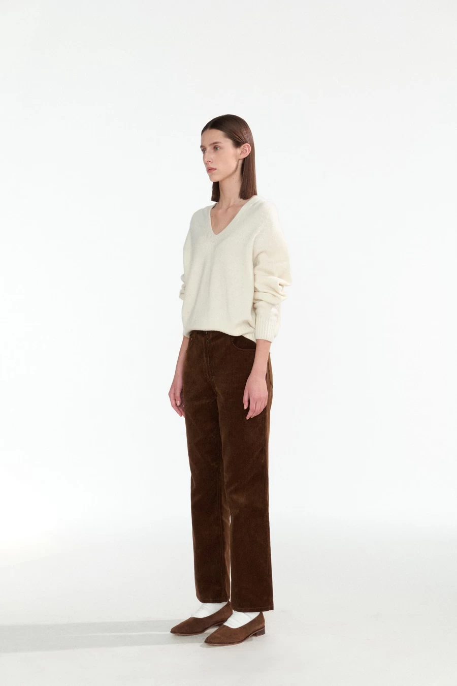 "Nothing Written Erin Wool V-Neck Sweater Ivory 7th Collection"