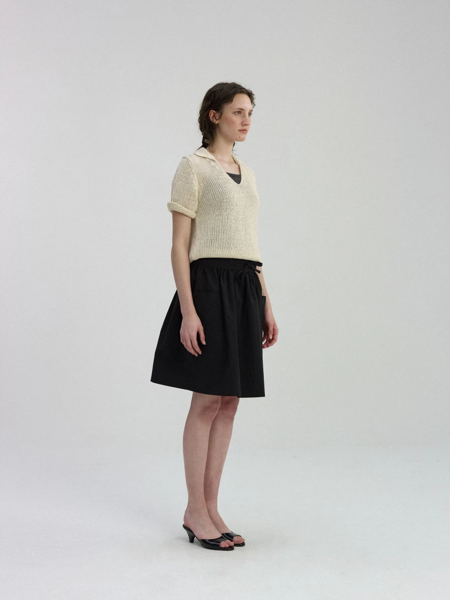 "Nothing Written Ivory Paper Polo Pullover - Minimalist Cotton Knit Top"