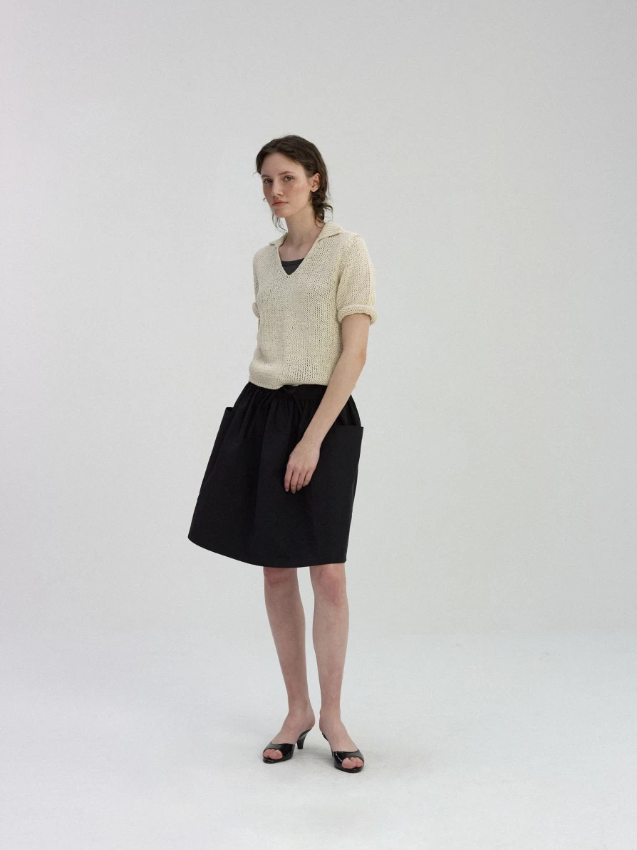 "Nothing Written Ivory Paper Polo Pullover - Minimalist Cotton Knit Top"