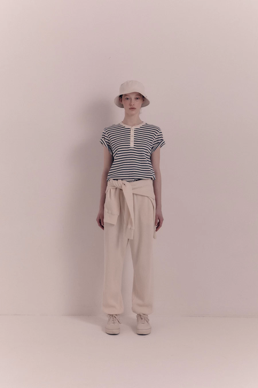 "Nothing Written 3rd Penico Stripe T-Shirt in Ivory | Classic Casual Tee"