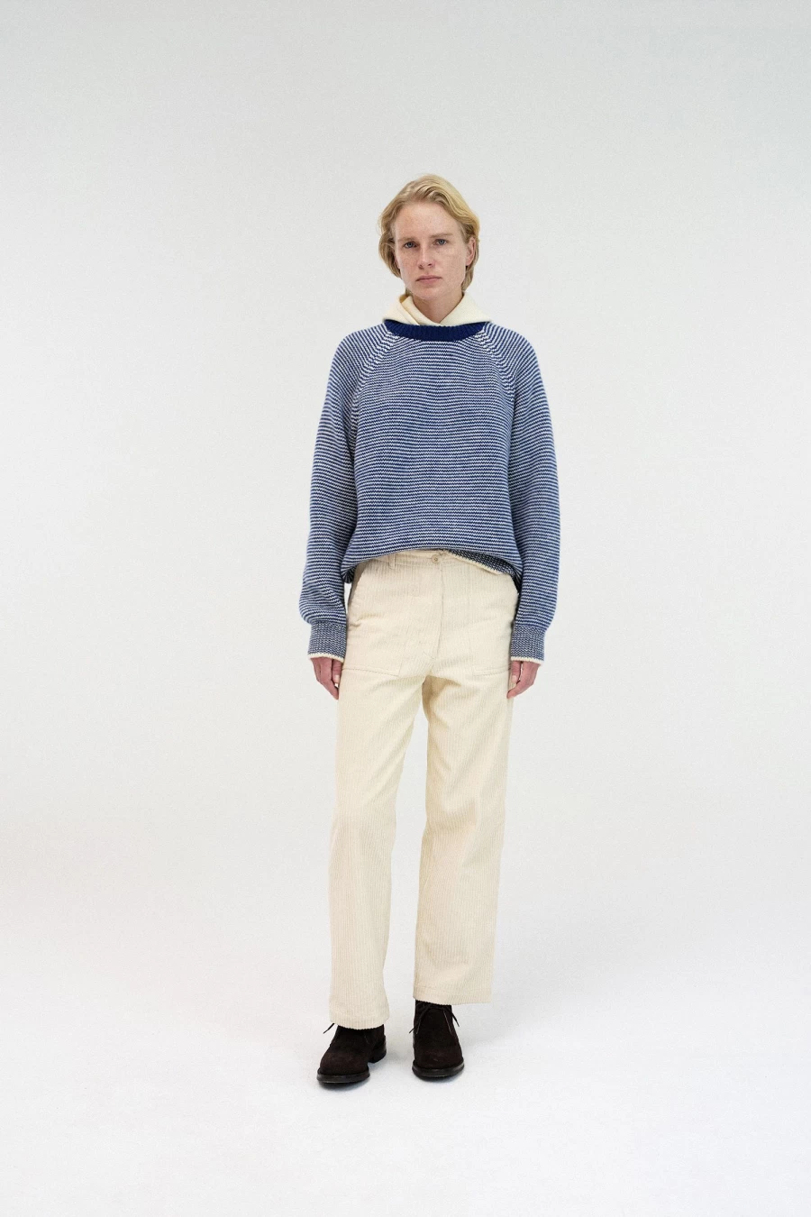 "Blue Merry Stripe Knit Sweater - Cozy Striped Pullover for Men & Women"