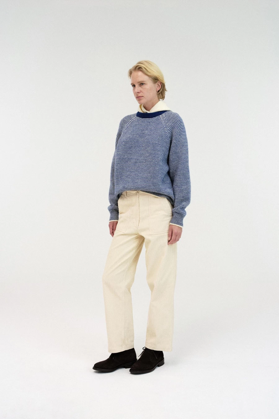 "Blue Merry Stripe Knit Sweater - Cozy Striped Pullover for Men & Women"