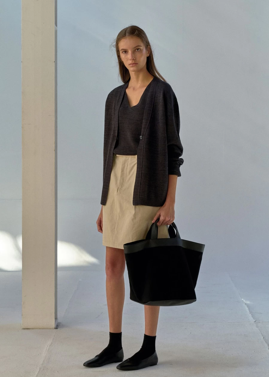 "Minimalist One Button Dark Gray Cardigan - Nothing Written"