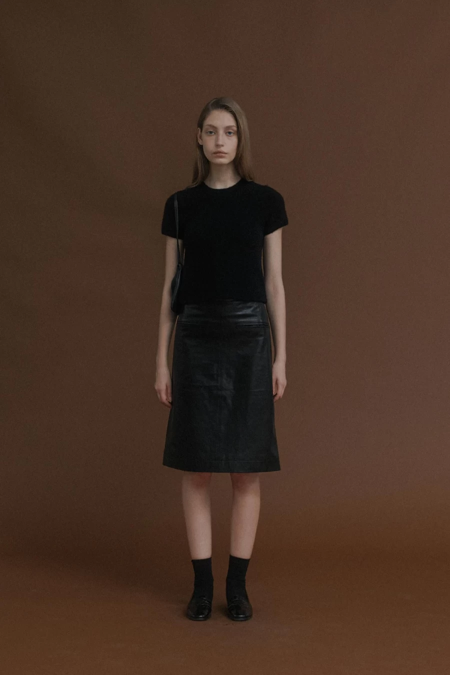 Nothing Written Black Leather Midi Skirt - High Waist Vintage Style Women's Fashion Skirt