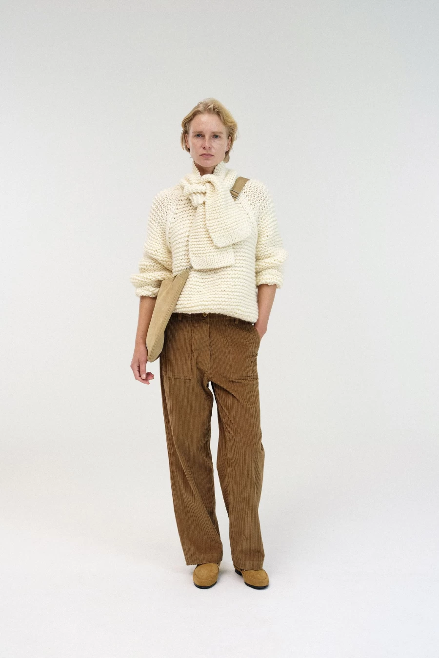 Vintage Handmade Ivory Round Knit Sweater - Nothing Written Brand