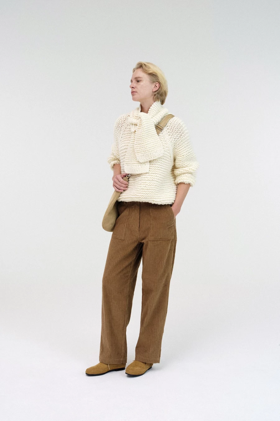 Vintage Handmade Ivory Round Knit Sweater - Nothing Written Brand