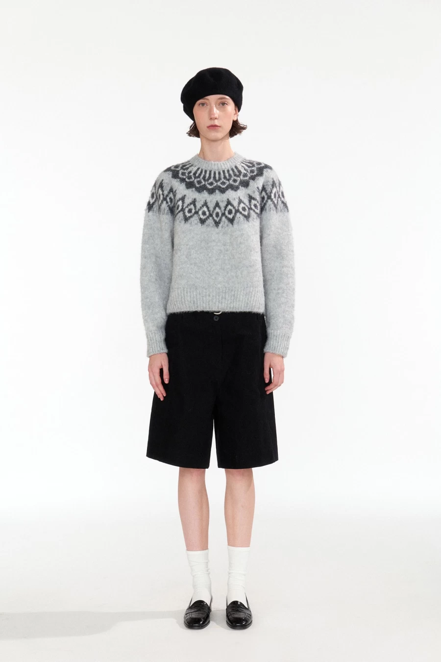 "Anne Pattern Pullover Sweater 2nd Hand Gray - Nothing Written Brand"