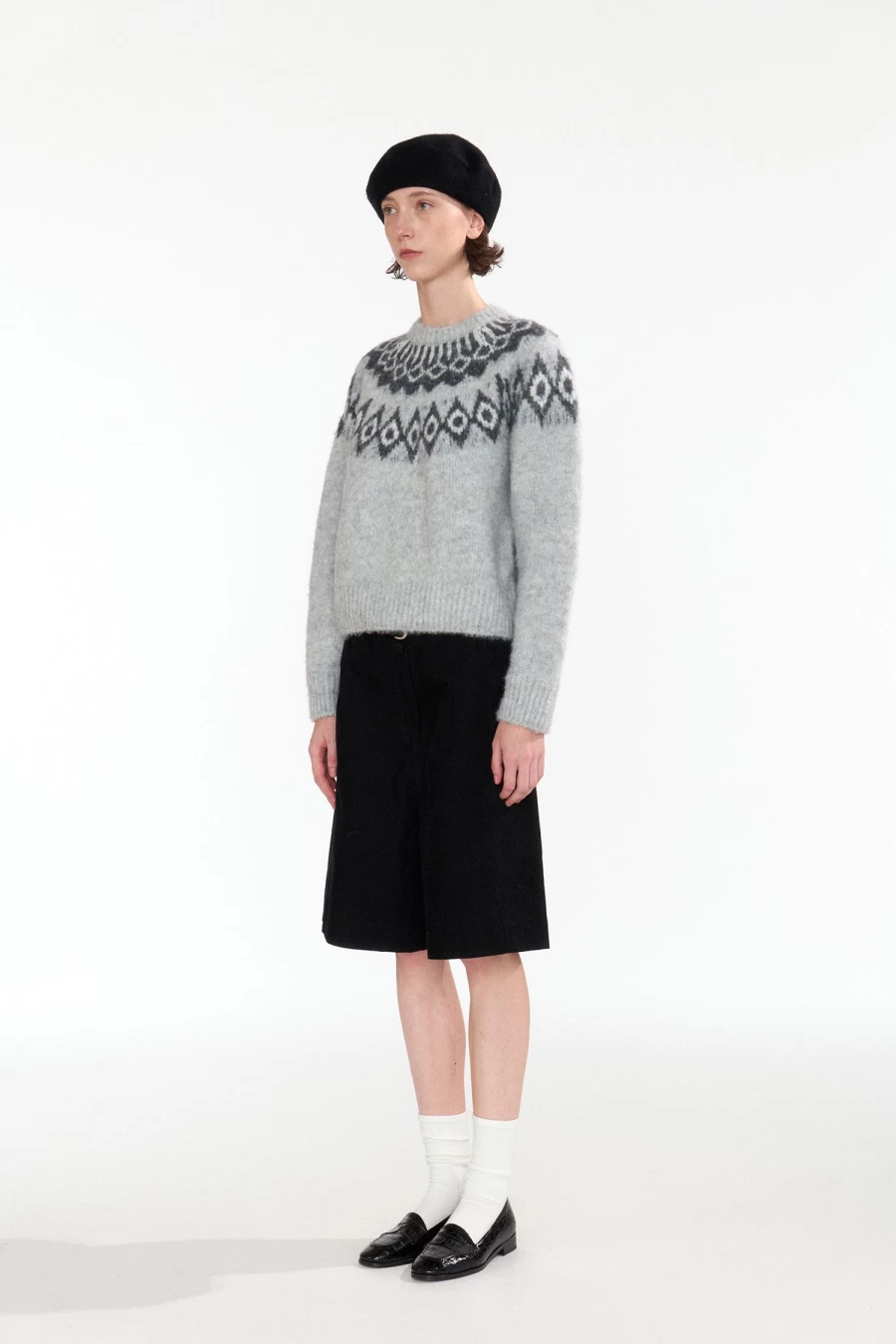 "Anne Pattern Pullover Sweater 2nd Hand Gray - Nothing Written Brand"