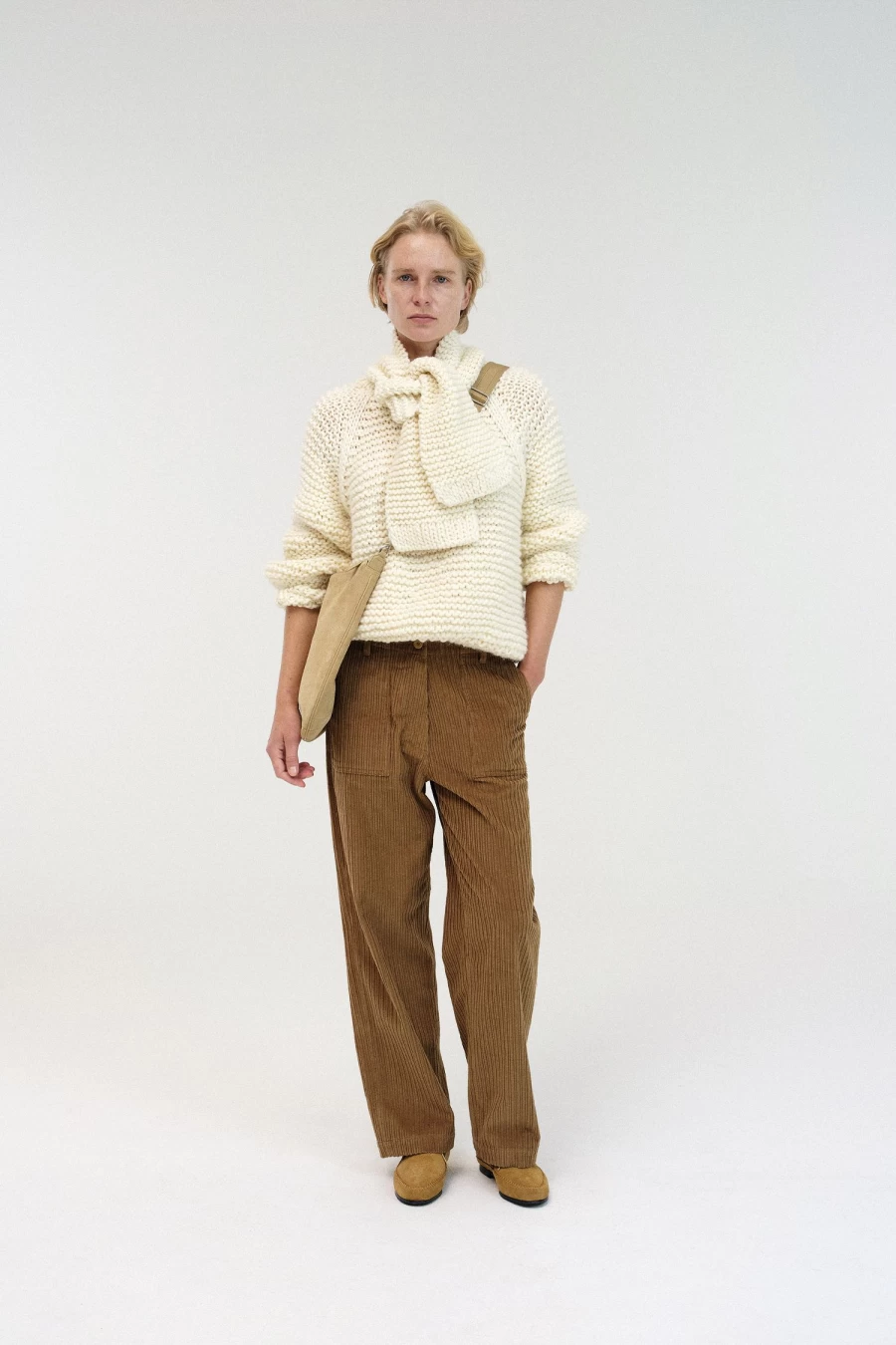 "Vintage Ivory Handmade Round Knit Sweater - Nothing Written Brand"