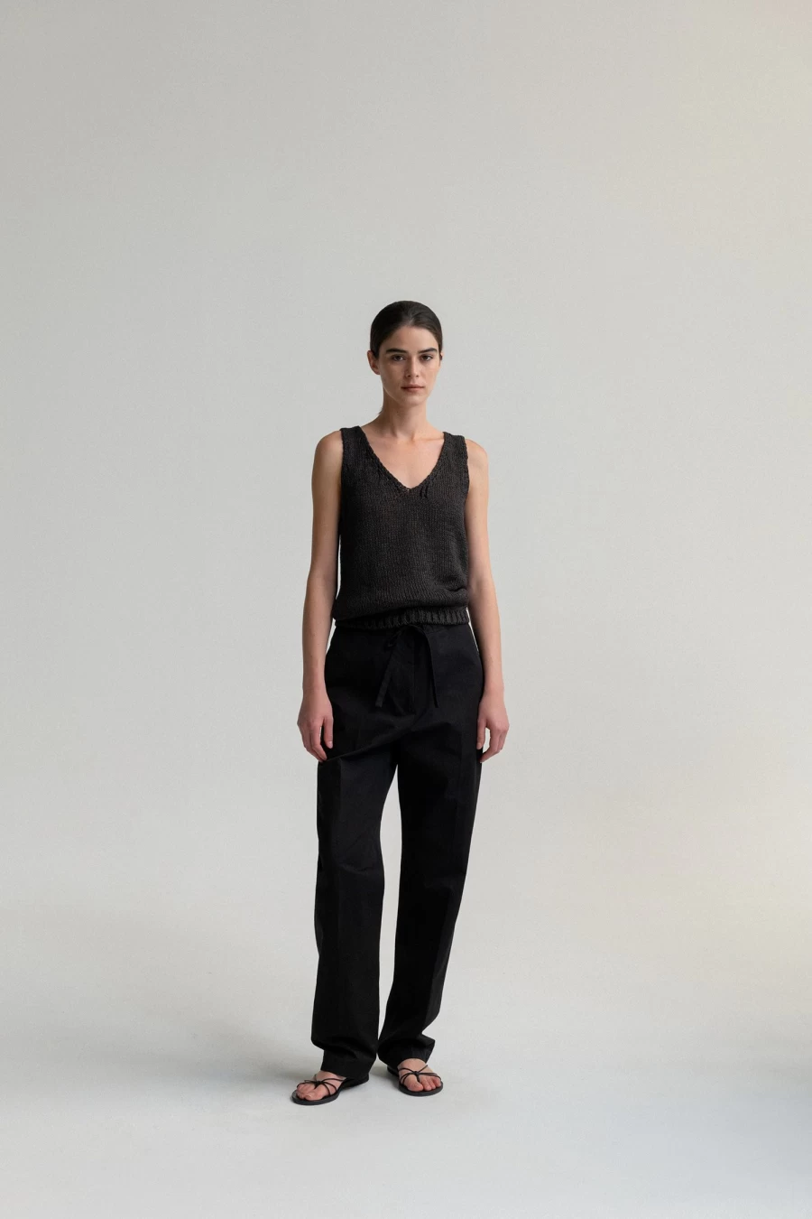 "Nothing Written Bamboo Charcoal V-Neck Sleeveless Knit Top - Eco-Friendly Women's Clothing"