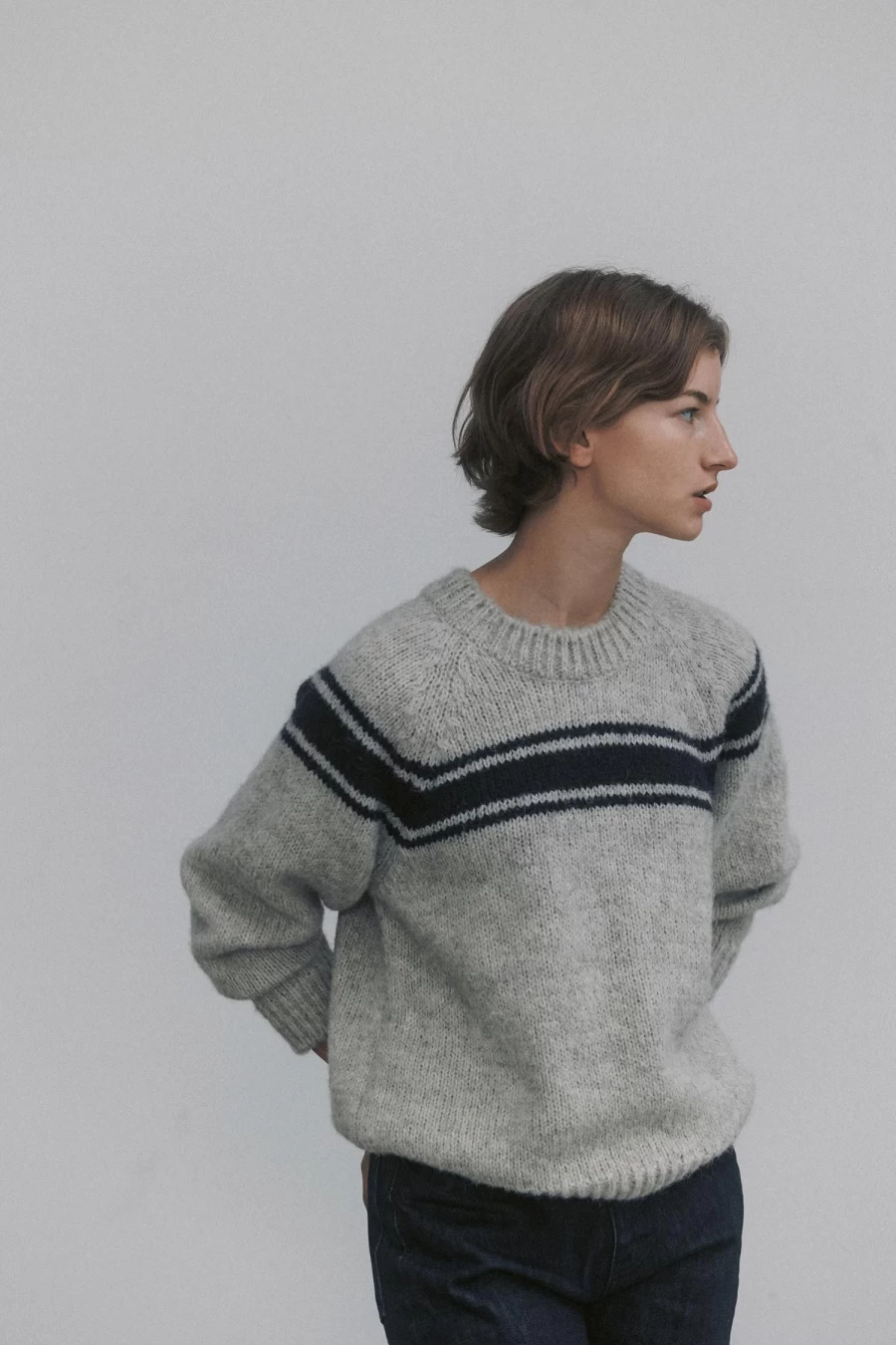 "Anan Round Neck Pullover Sweater - Gray - Nothing Written Brand"