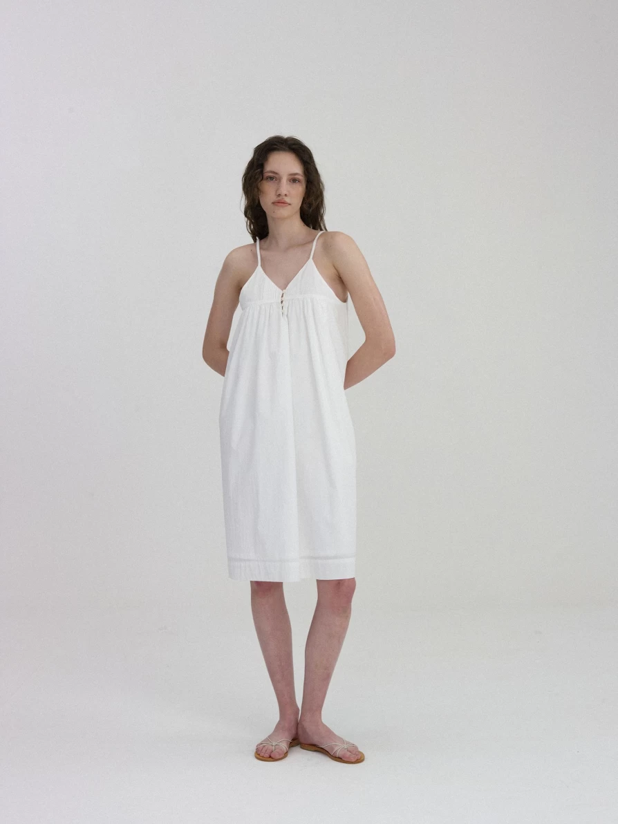 "Nothing Written Cami Mid One-Piece Swimsuit in White"