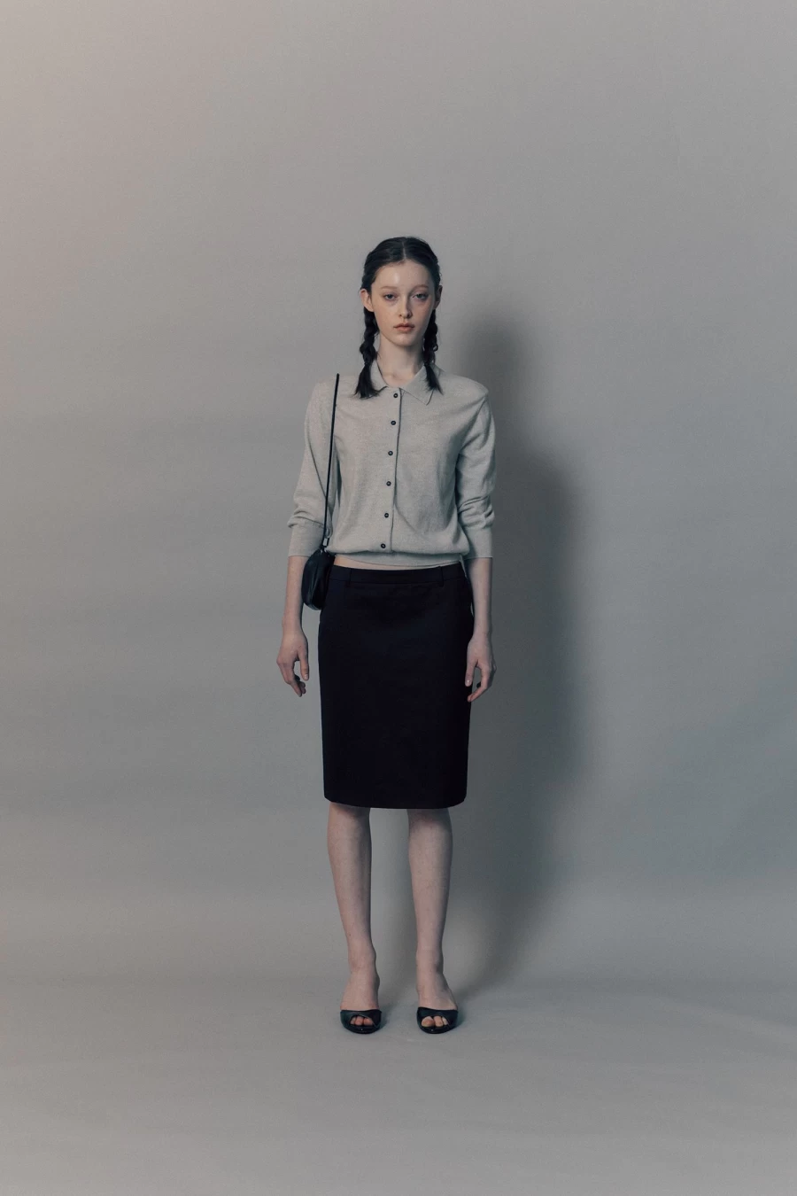"Nothing Written Black Selen Cotton Midi Skirt - Women's Casual Stretch High Waist Skirt"