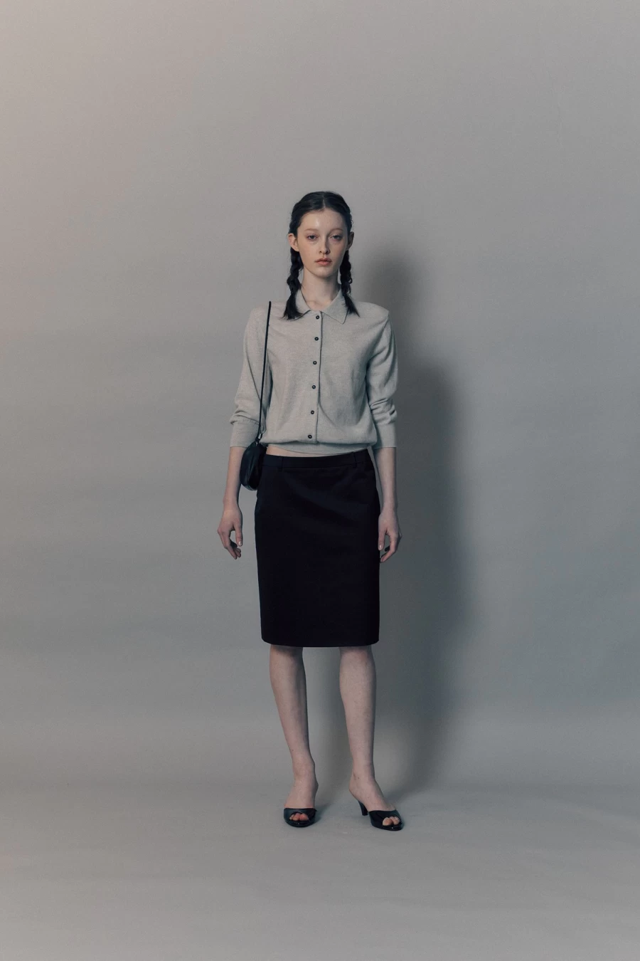 "Nothing Written Black Selen Cotton Midi Skirt - Women's Casual Stretch High Waist Skirt"