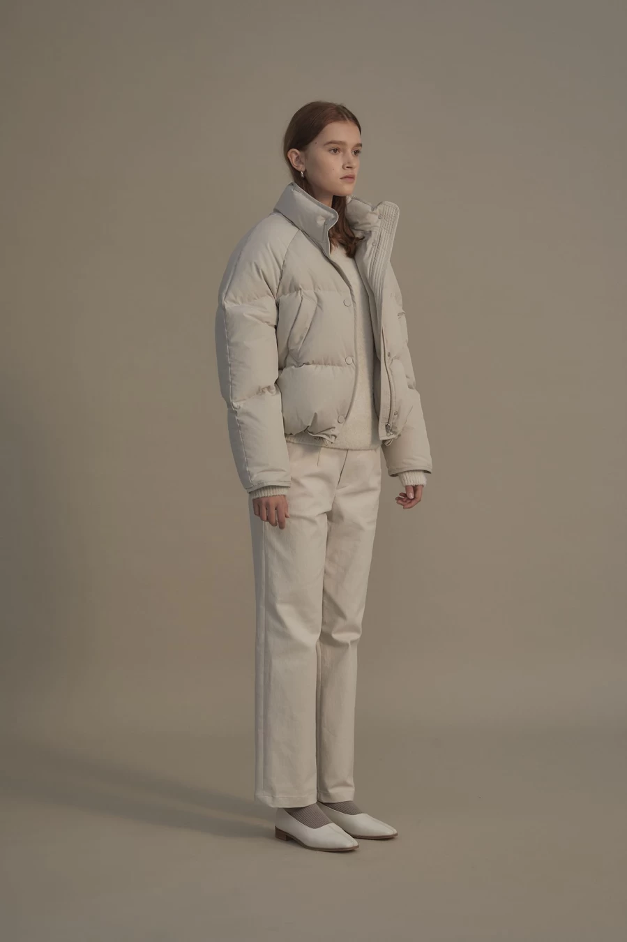 10th Cropped White Fog Puffer Jacket with Strings - Nothing Written Brand