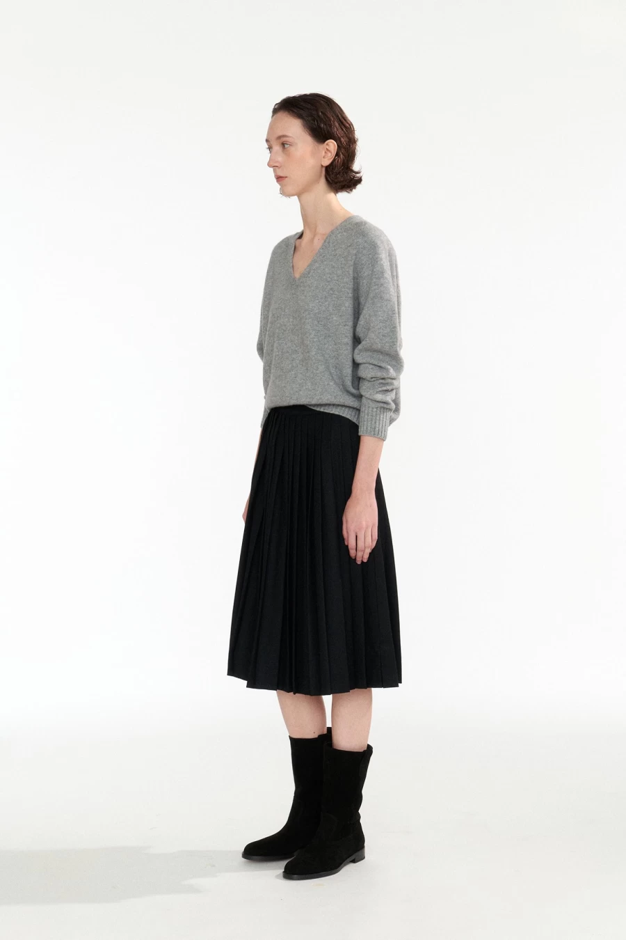 "Erin Wool V-Neck Sweater for Women - 7th Collection by Nothing Written (Grey Pullover)"