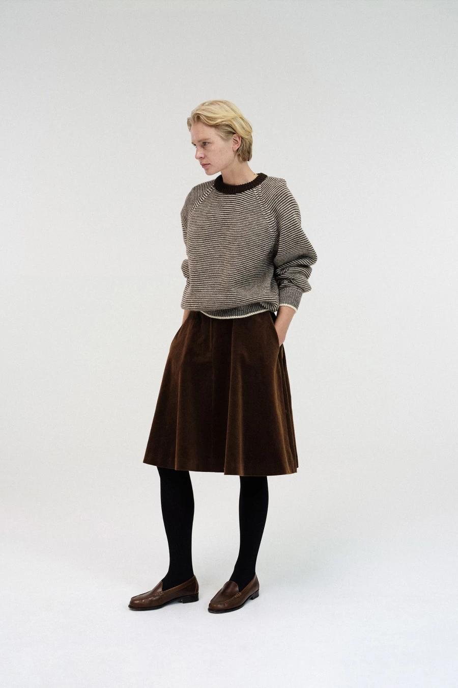 "Brown Merry Stripe Knit Sweater - Cozy Winter Pullover for Men & Women"