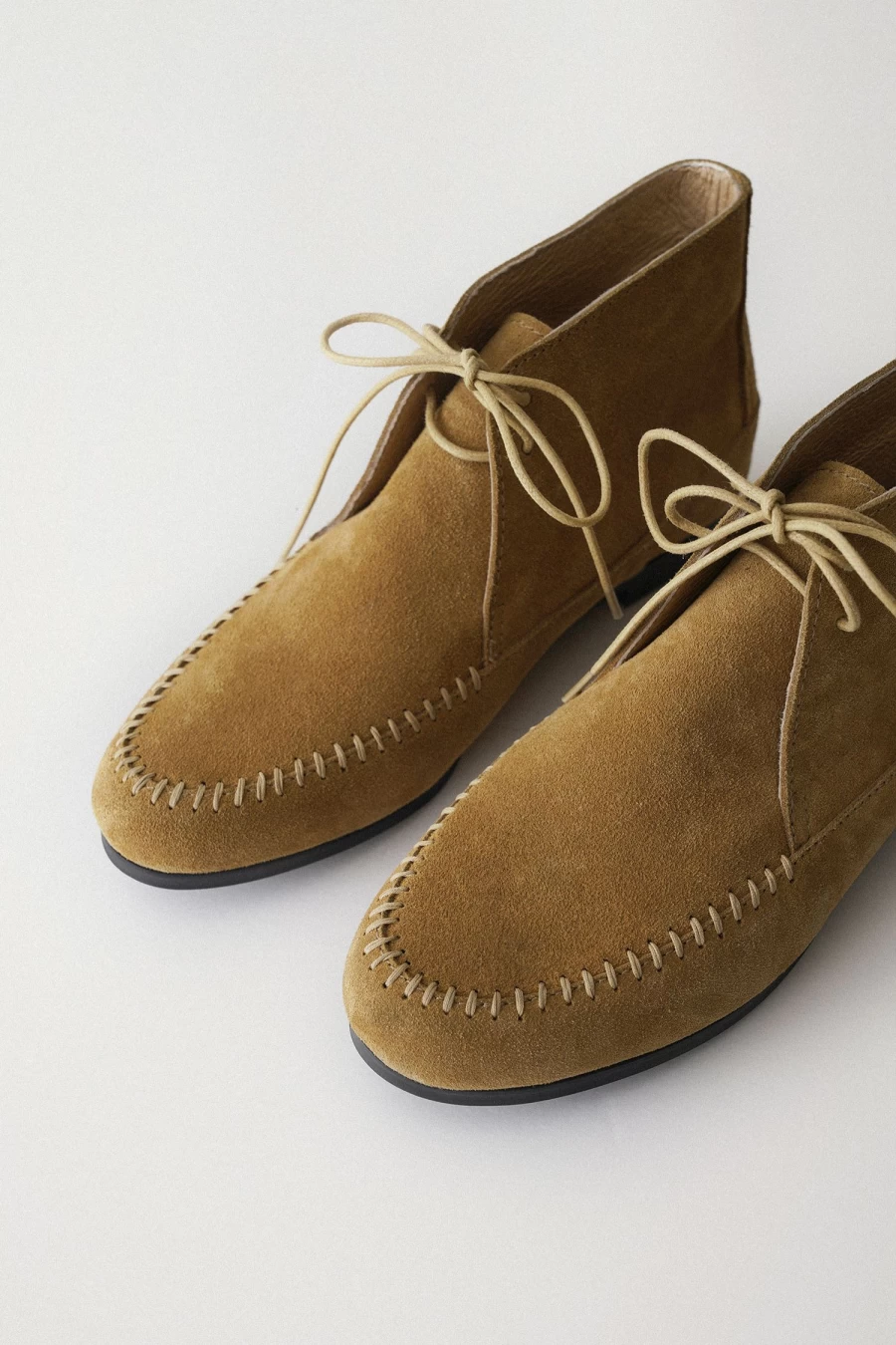 "Camel Suede Moccasin Boots for Men & Women – Comfortable Slip-On Ankle Booties"