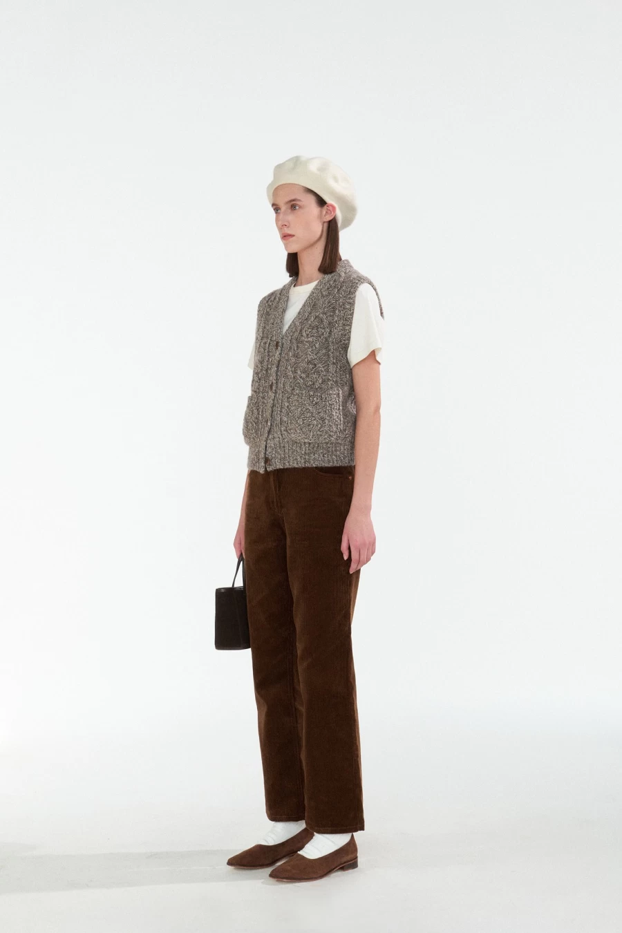 Vintage 5th Country Cable Knit Brown Vest for Men and Women