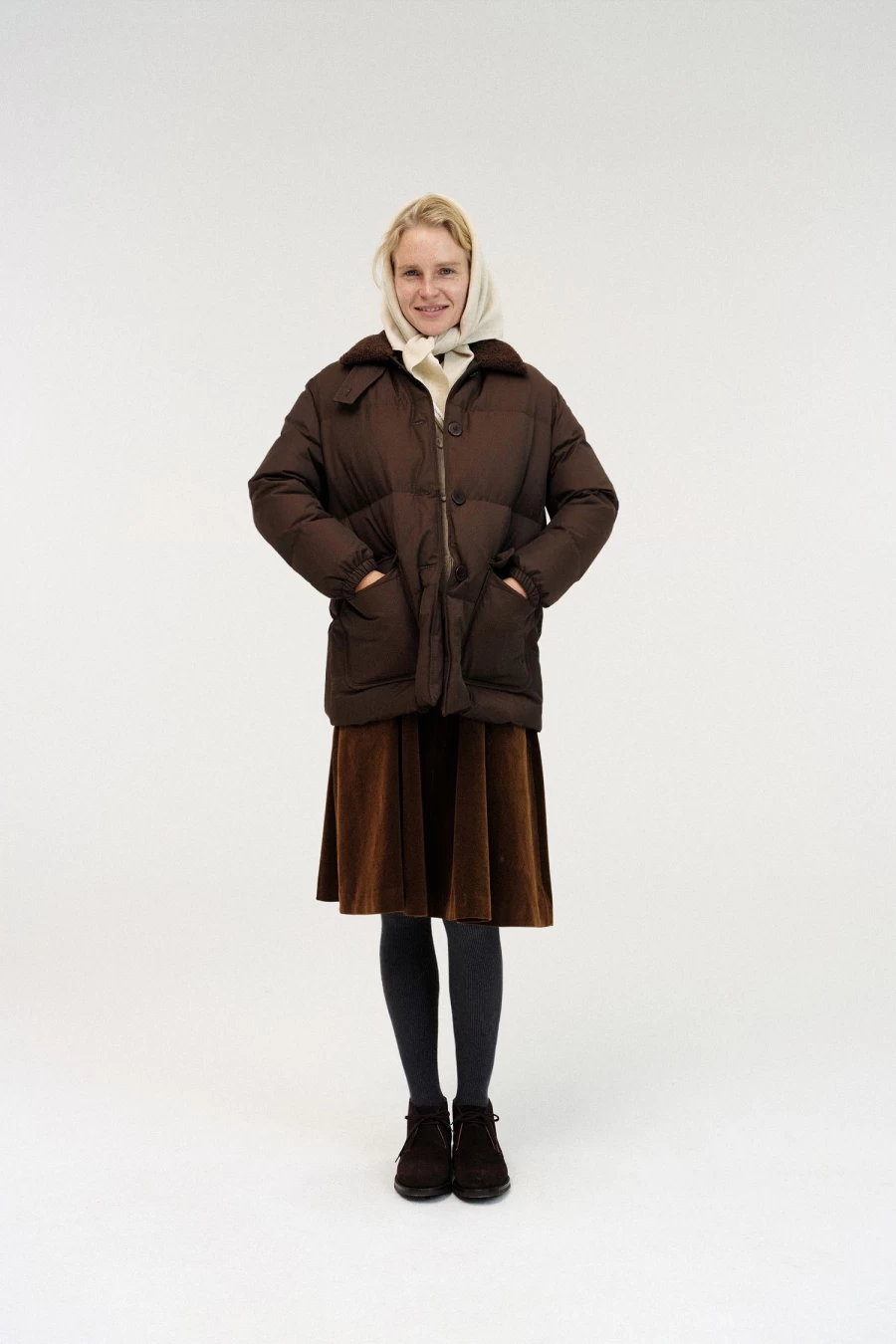 Nothing Written Botti Brown Down Puffer Jacket - Lightweight Half Coat for Men & Women